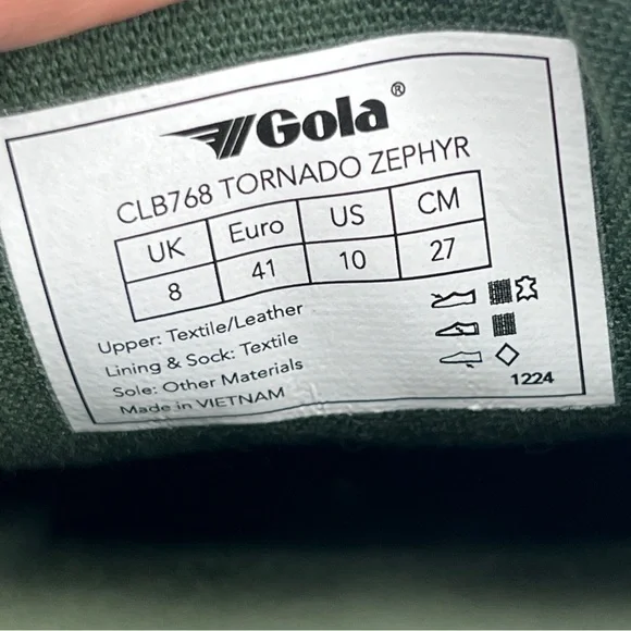 Gola Tornado Zephyr Green White Woven Suede Upper Lace Up Low Sneakers 41/10 - Picture 10 of 10